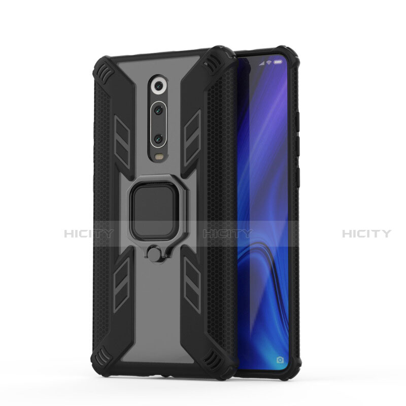 Custodia Silicone e Plastica Opaca Cover con Magnetico Anello Supporto R03 per Xiaomi Redmi K20 Pro Nero