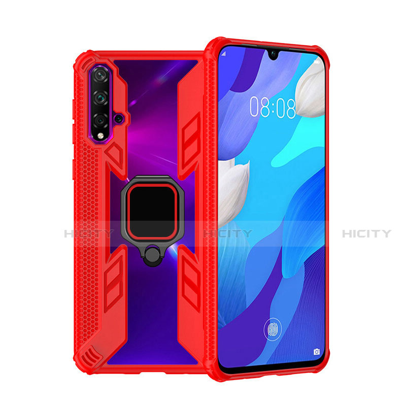 Custodia Silicone e Plastica Opaca Cover con Magnetico Anello Supporto R04 per Huawei Nova 5