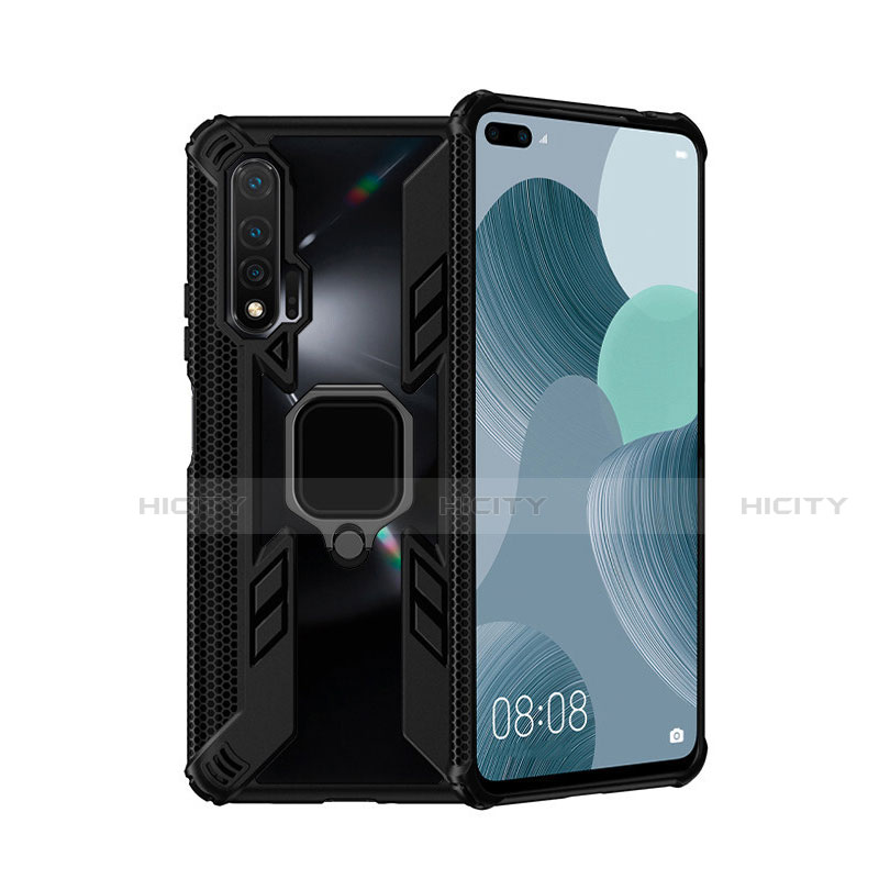 Custodia Silicone e Plastica Opaca Cover con Magnetico Anello Supporto R04 per Huawei Nova 6 5G