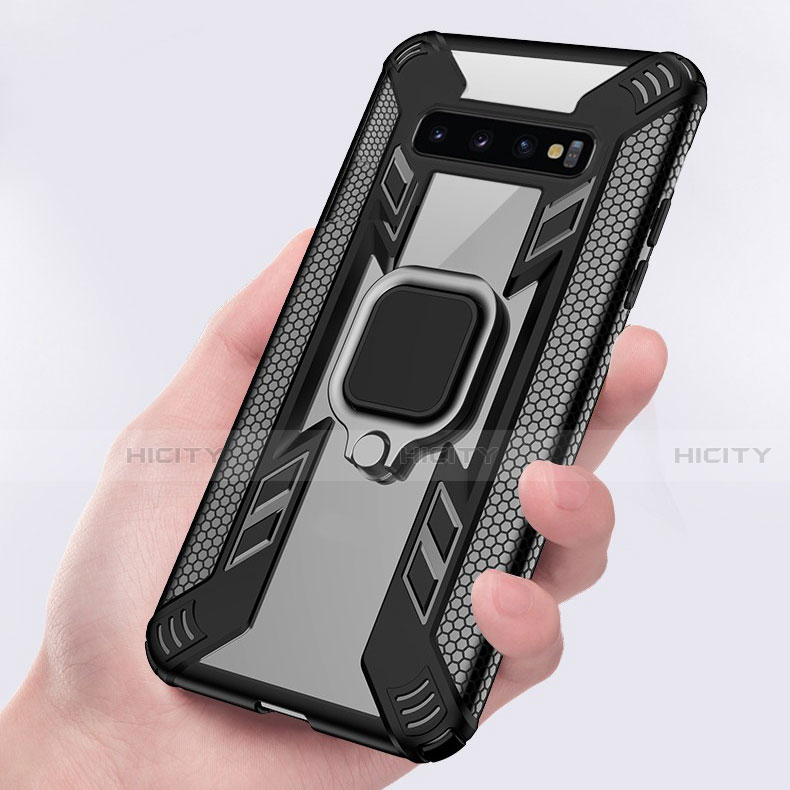 Custodia Silicone e Plastica Opaca Cover con Magnetico Anello Supporto R04 per Samsung Galaxy S10 5G