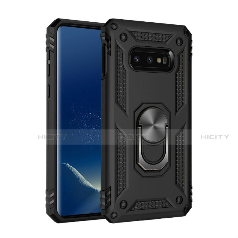Custodia Silicone e Plastica Opaca Cover con Magnetico Anello Supporto R04 per Samsung Galaxy S10e