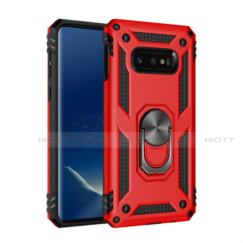 Custodia Silicone e Plastica Opaca Cover con Magnetico Anello Supporto R04 per Samsung Galaxy S10e