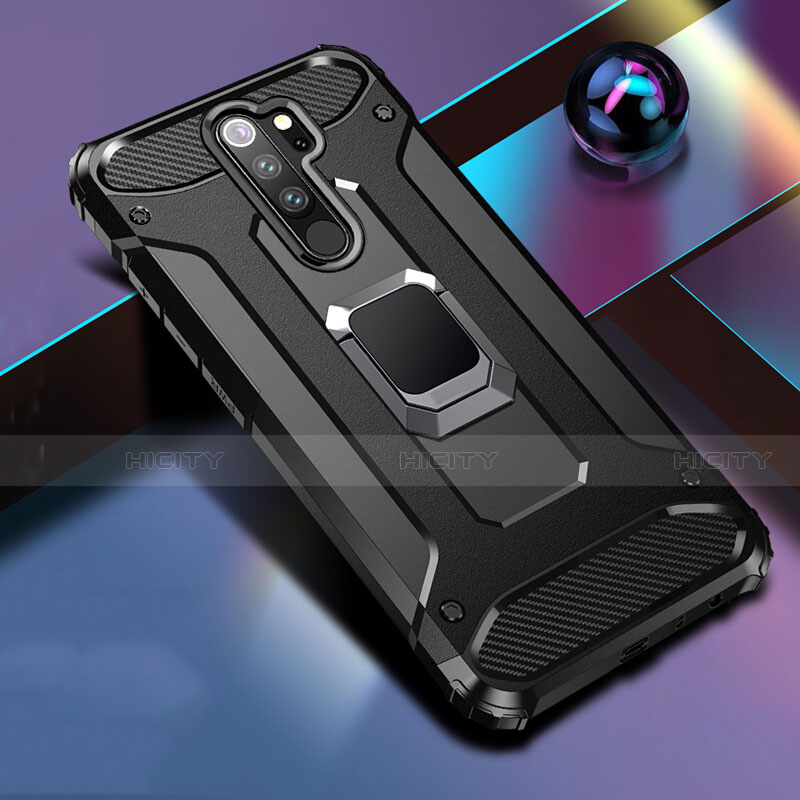 Custodia Silicone e Plastica Opaca Cover con Magnetico Anello Supporto R04 per Xiaomi Redmi Note 8 Pro