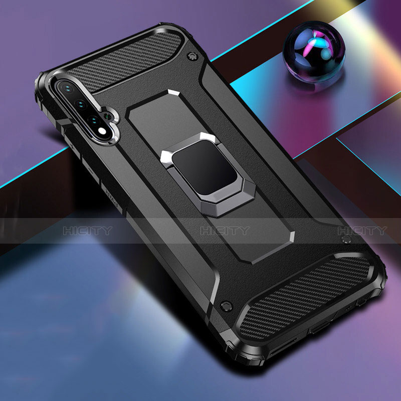 Custodia Silicone e Plastica Opaca Cover con Magnetico Anello Supporto R05 per Huawei Nova 5