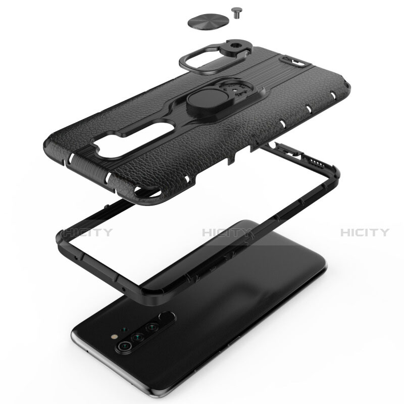 Custodia Silicone e Plastica Opaca Cover con Magnetico Anello Supporto R05 per Xiaomi Redmi Note 8 Pro