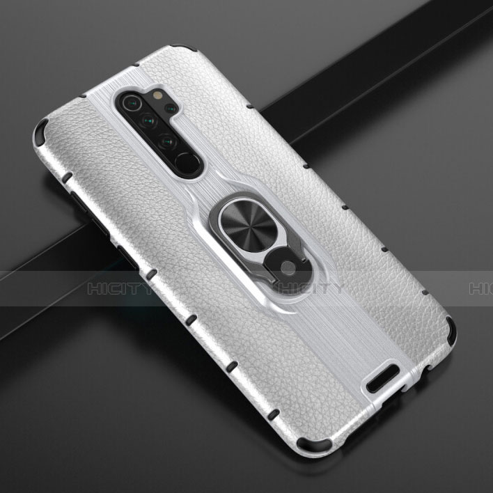 Custodia Silicone e Plastica Opaca Cover con Magnetico Anello Supporto R05 per Xiaomi Redmi Note 8 Pro Argento