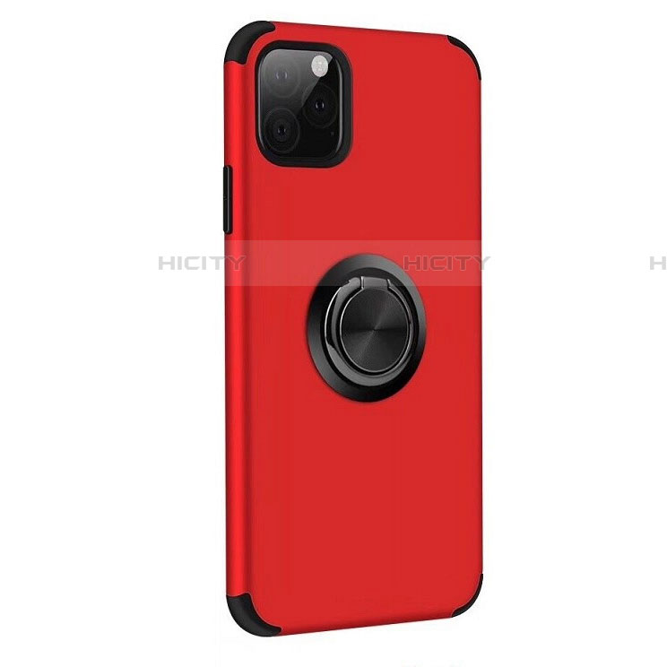 Custodia Silicone e Plastica Opaca Cover con Magnetico Anello Supporto R06 per Apple iPhone 11 Pro Max