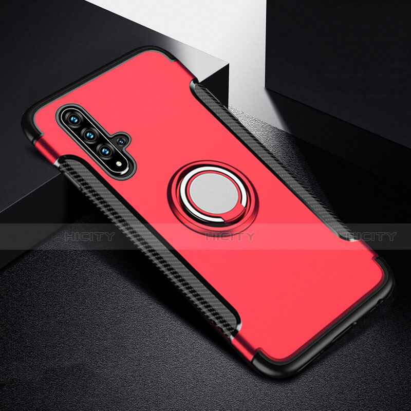 Custodia Silicone e Plastica Opaca Cover con Magnetico Anello Supporto R06 per Huawei Nova 5