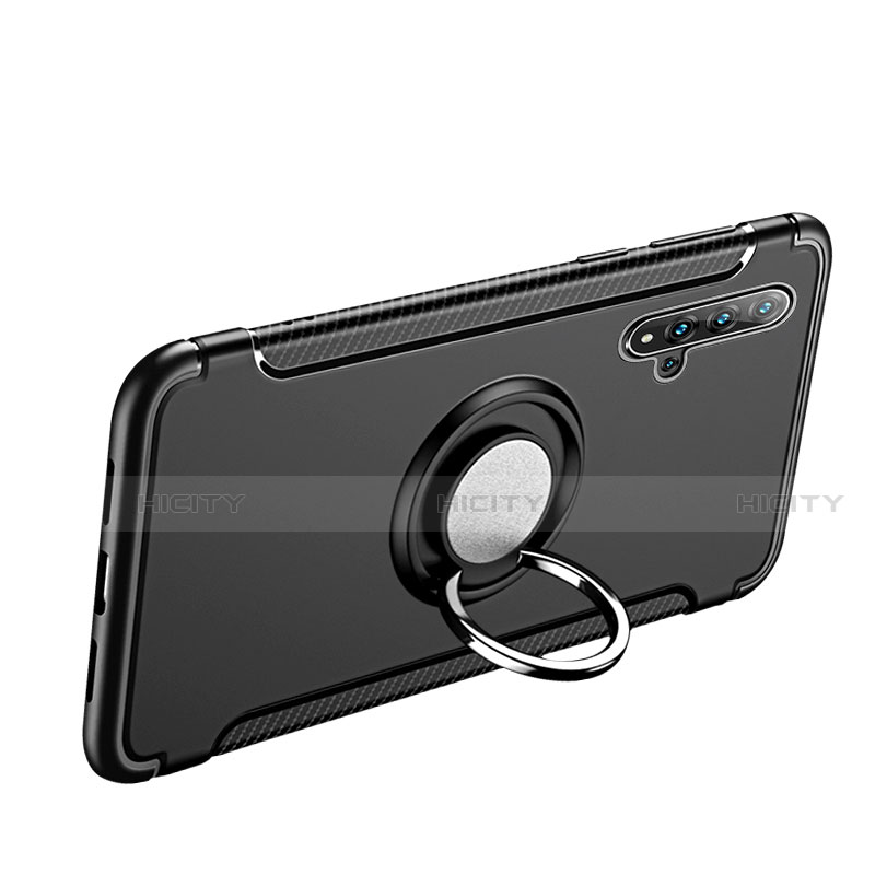 Custodia Silicone e Plastica Opaca Cover con Magnetico Anello Supporto R06 per Huawei Nova 5 Pro