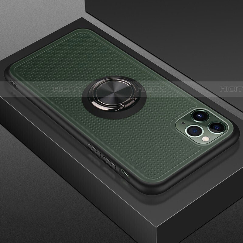 Custodia Silicone e Plastica Opaca Cover con Magnetico Anello Supporto R07 per Apple iPhone 11 Pro Max