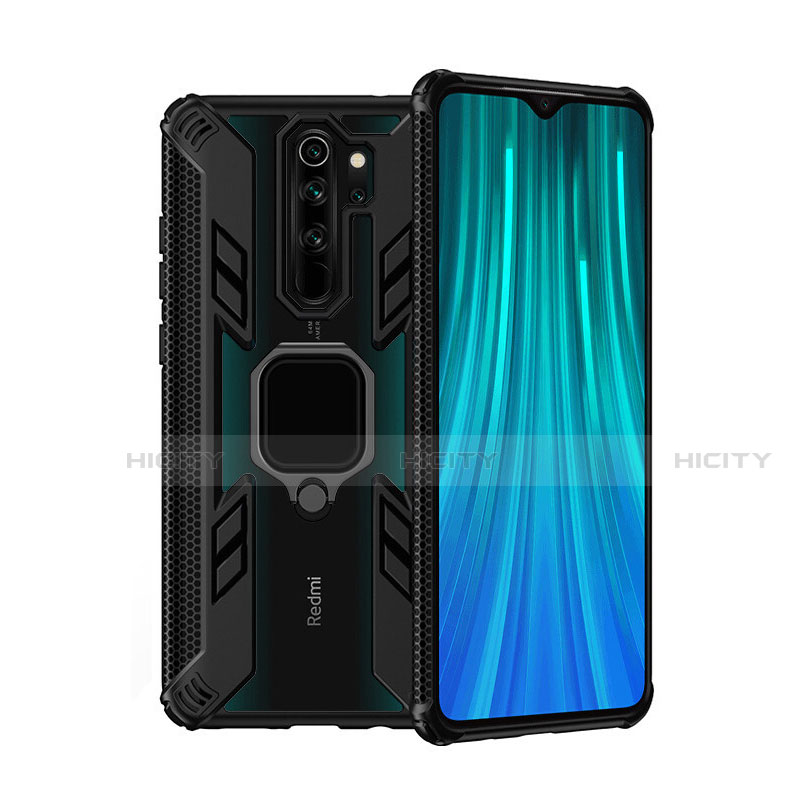 Custodia Silicone e Plastica Opaca Cover con Magnetico Anello Supporto R09 per Xiaomi Redmi Note 8 Pro