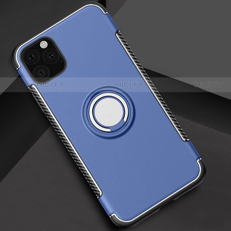 Custodia Silicone e Plastica Opaca Cover con Magnetico Anello Supporto S01 per Apple iPhone 11 Pro