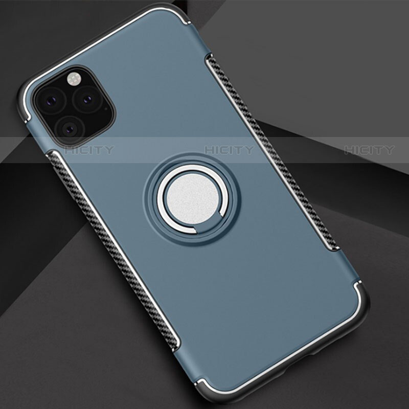 Custodia Silicone e Plastica Opaca Cover con Magnetico Anello Supporto S01 per Apple iPhone 11 Pro Max Verde