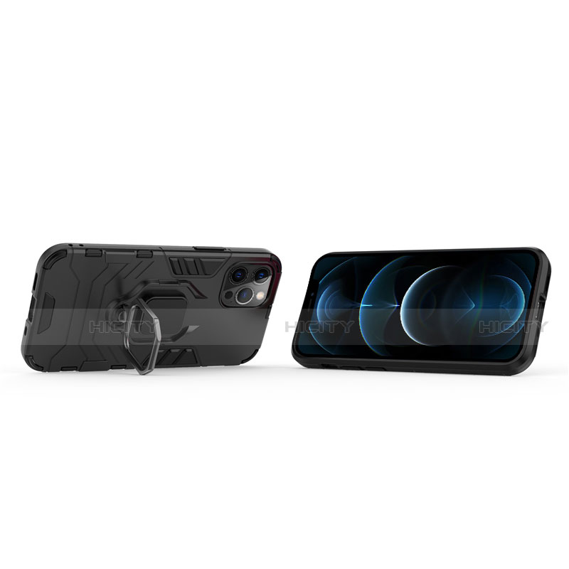 Custodia Silicone e Plastica Opaca Cover con Magnetico Anello Supporto S01 per Apple iPhone 12 Pro Max
