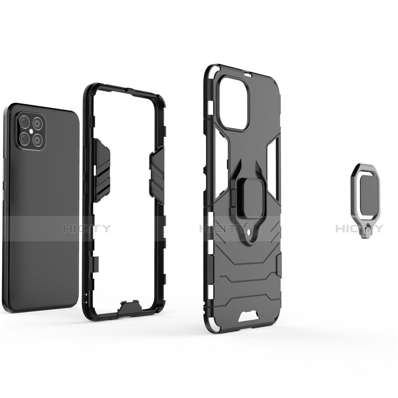 Custodia Silicone e Plastica Opaca Cover con Magnetico Anello Supporto S01 per Huawei Nova 8 SE 5G