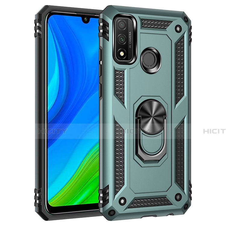 Custodia Silicone e Plastica Opaca Cover con Magnetico Anello Supporto S01 per Huawei P Smart (2020) Verde