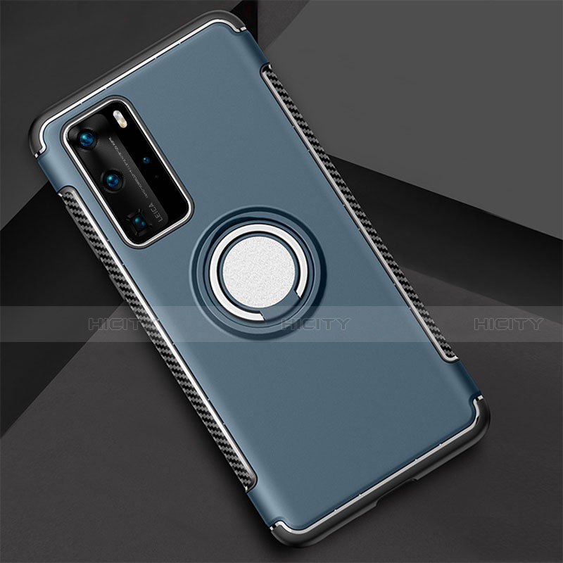 Custodia Silicone e Plastica Opaca Cover con Magnetico Anello Supporto S01 per Huawei P40 Pro