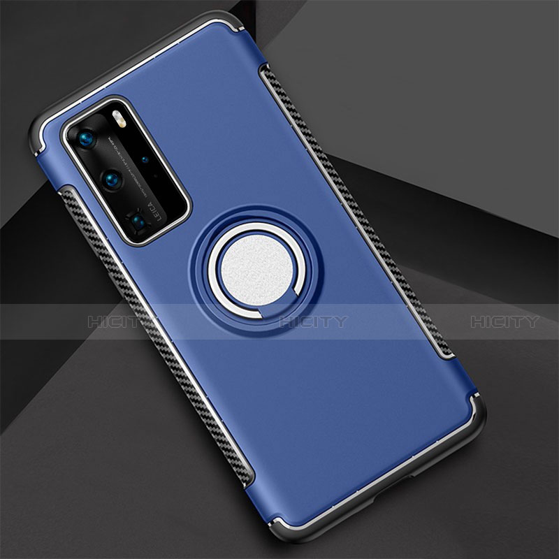 Custodia Silicone e Plastica Opaca Cover con Magnetico Anello Supporto S01 per Huawei P40 Pro