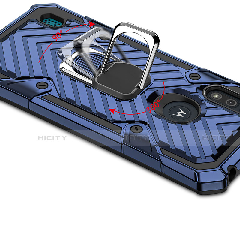 Custodia Silicone e Plastica Opaca Cover con Magnetico Anello Supporto S01 per Motorola Moto E6s (2020)