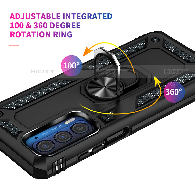 Custodia Silicone e Plastica Opaca Cover con Magnetico Anello Supporto S01 per Motorola Moto Edge (2021) 5G