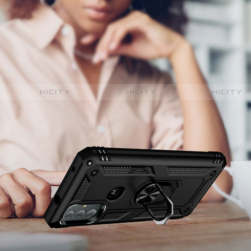Custodia Silicone e Plastica Opaca Cover con Magnetico Anello Supporto S01 per Motorola Moto G Play (2023)