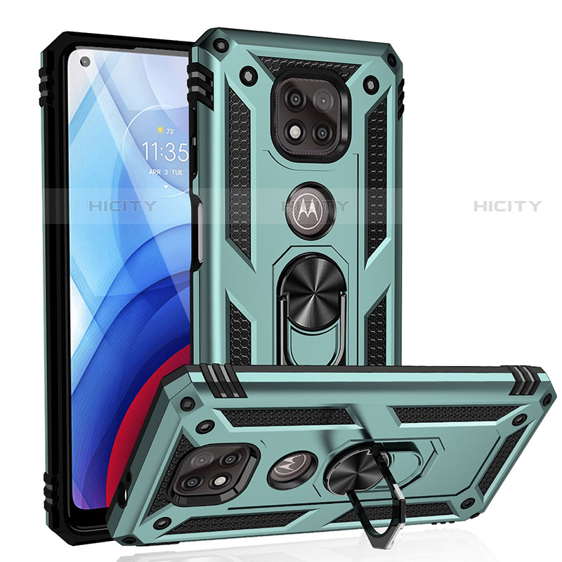 Custodia Silicone e Plastica Opaca Cover con Magnetico Anello Supporto S01 per Motorola Moto G Power (2021)