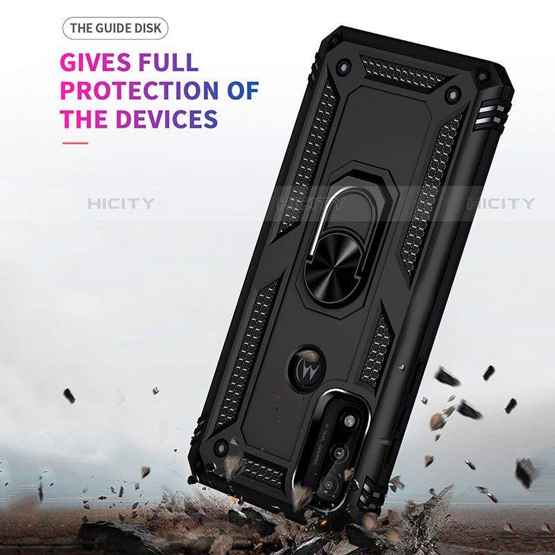 Custodia Silicone e Plastica Opaca Cover con Magnetico Anello Supporto S01 per Motorola Moto G Pure