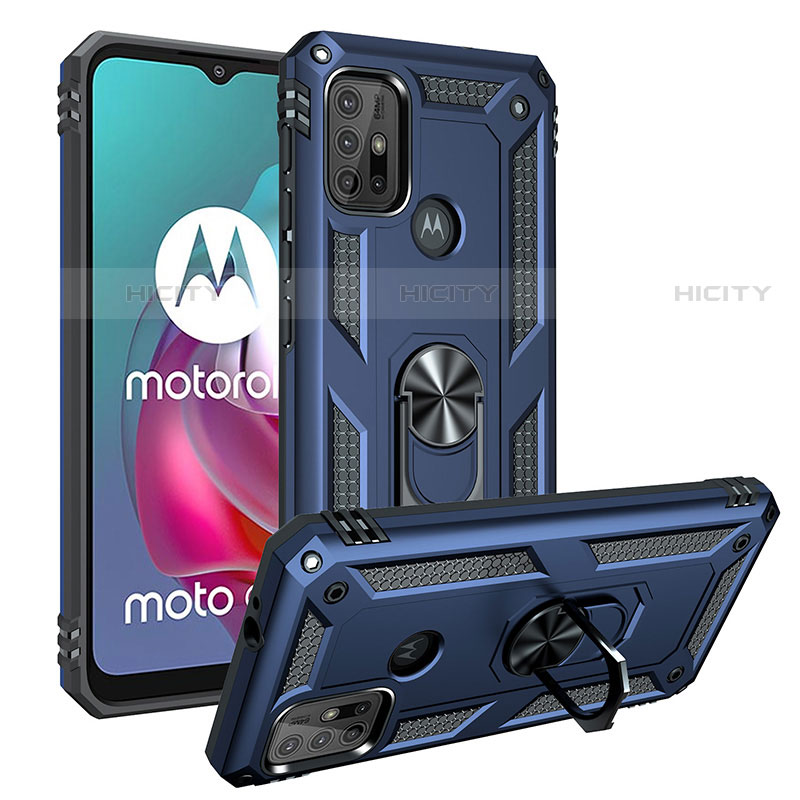 Custodia Silicone e Plastica Opaca Cover con Magnetico Anello Supporto S01 per Motorola Moto G20