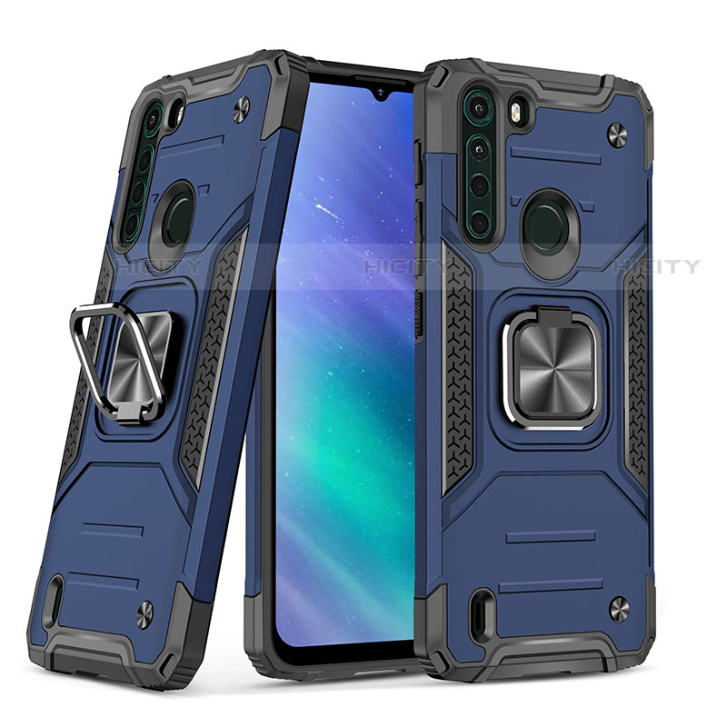 Custodia Silicone e Plastica Opaca Cover con Magnetico Anello Supporto S01 per Motorola Moto One Fusion