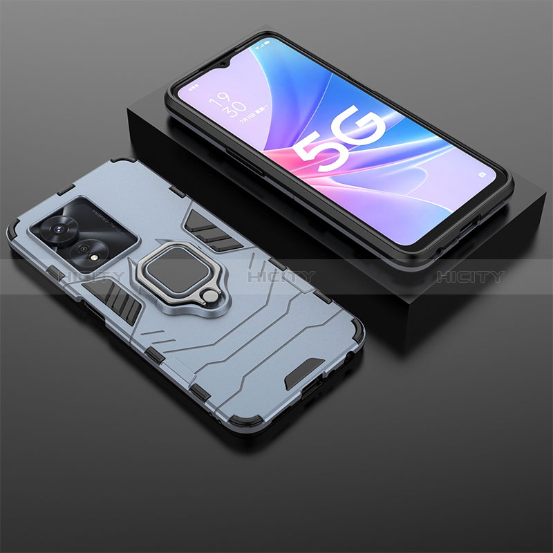 Custodia Silicone e Plastica Opaca Cover con Magnetico Anello Supporto S01 per Oppo A78 5G