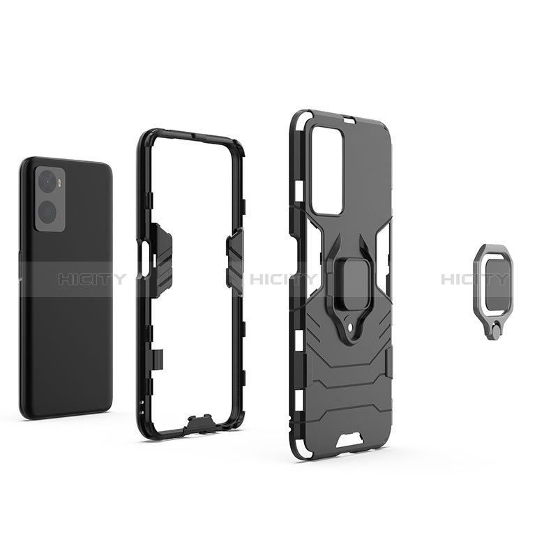 Custodia Silicone e Plastica Opaca Cover con Magnetico Anello Supporto S01 per Oppo K10 4G