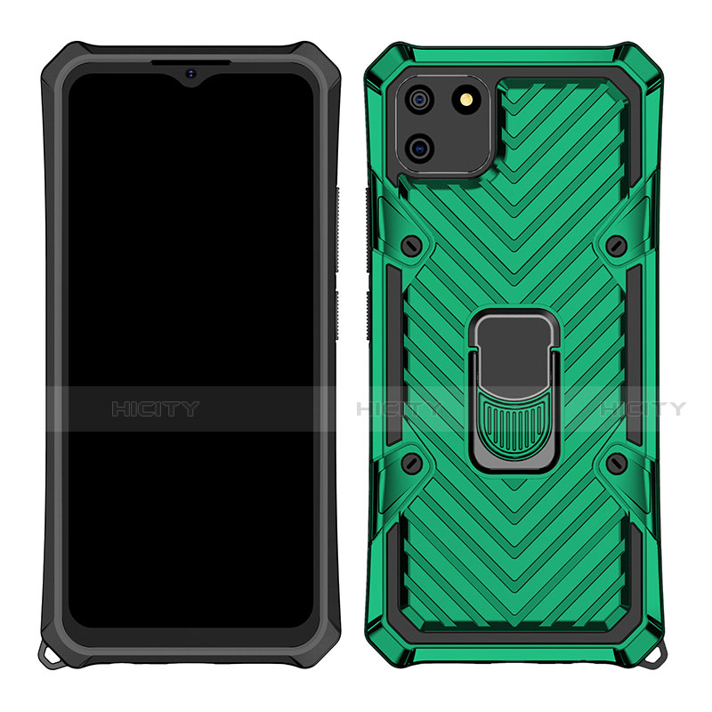 Custodia Silicone e Plastica Opaca Cover con Magnetico Anello Supporto S01 per Realme C11 Verde