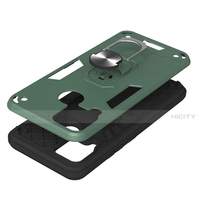 Custodia Silicone e Plastica Opaca Cover con Magnetico Anello Supporto S01 per Realme C15