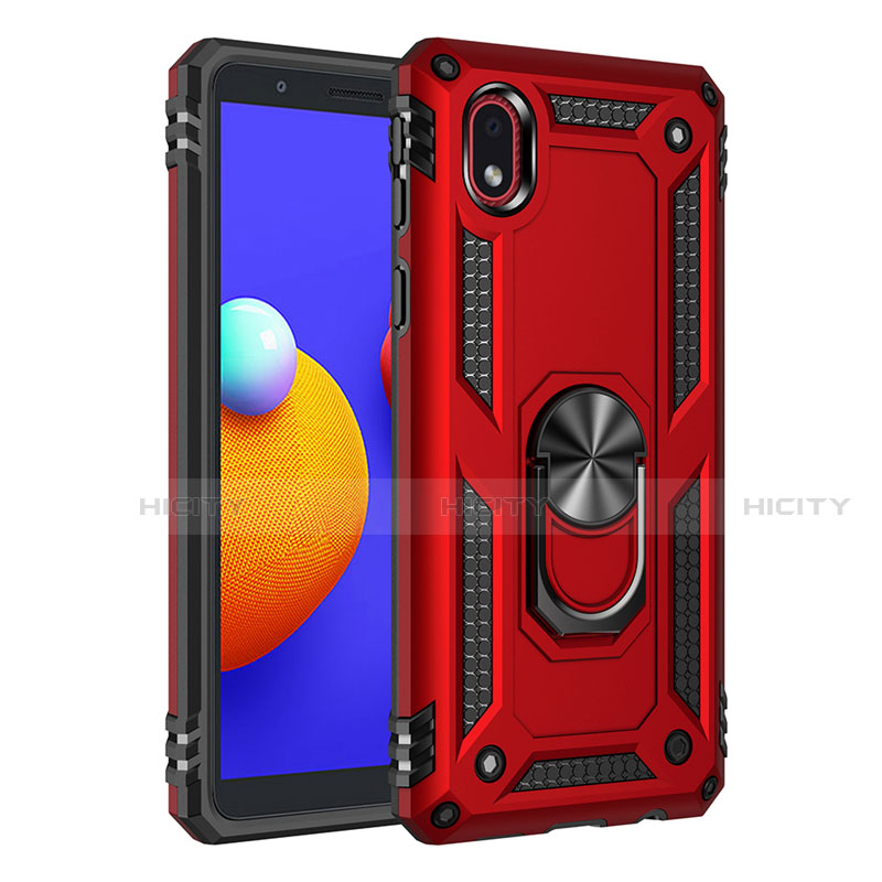Custodia Silicone e Plastica Opaca Cover con Magnetico Anello Supporto S01 per Samsung Galaxy A01 Core Rosso
