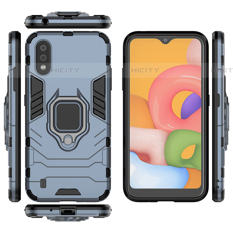 Custodia Silicone e Plastica Opaca Cover con Magnetico Anello Supporto S01 per Samsung Galaxy A01 SM-A015