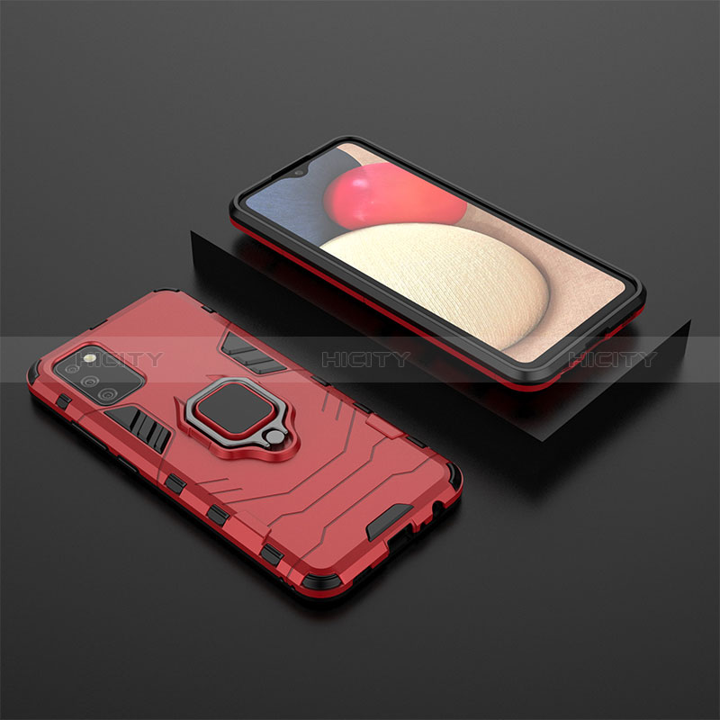 Custodia Silicone e Plastica Opaca Cover con Magnetico Anello Supporto S01 per Samsung Galaxy A02s