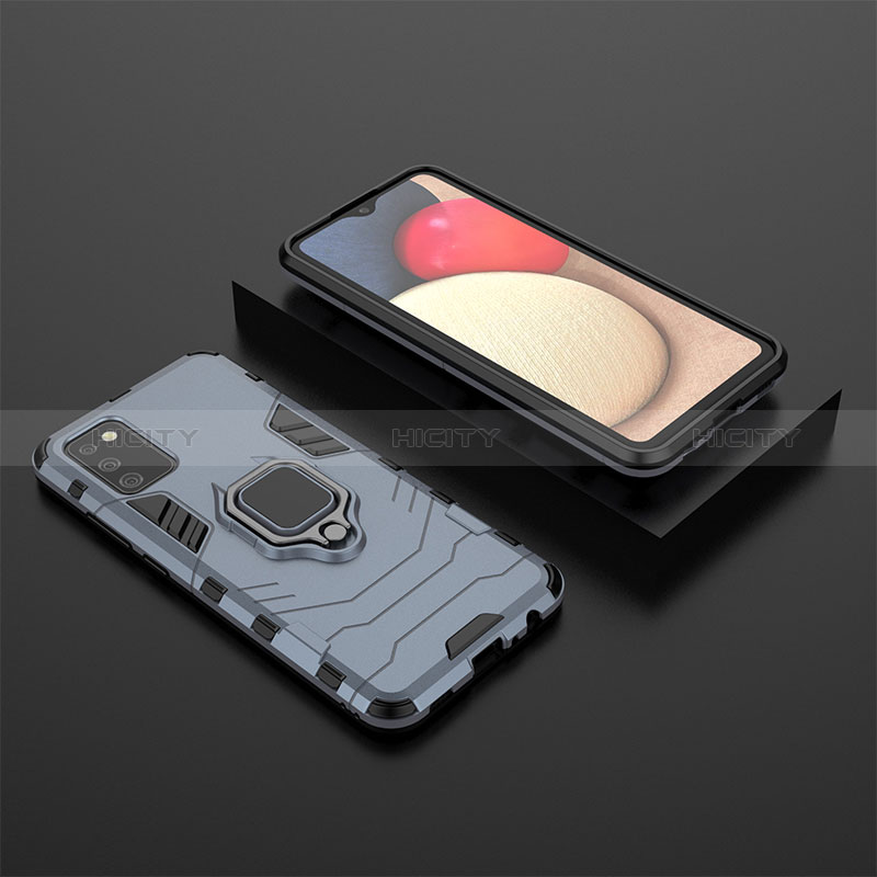 Custodia Silicone e Plastica Opaca Cover con Magnetico Anello Supporto S01 per Samsung Galaxy A02s