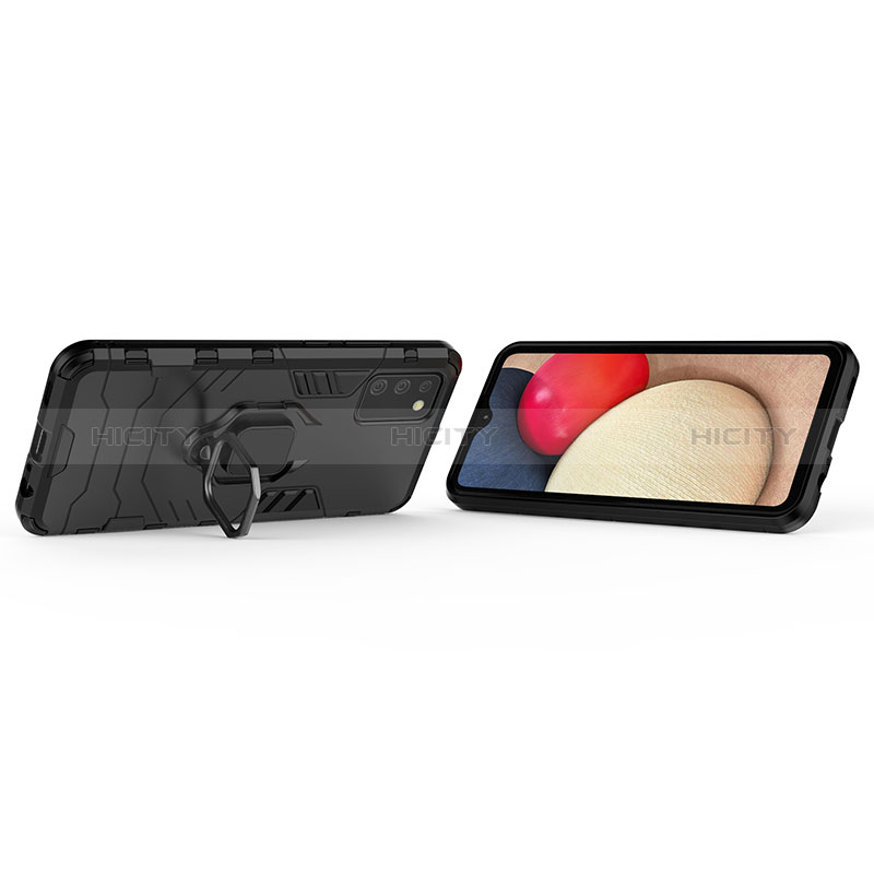Custodia Silicone e Plastica Opaca Cover con Magnetico Anello Supporto S01 per Samsung Galaxy A02s