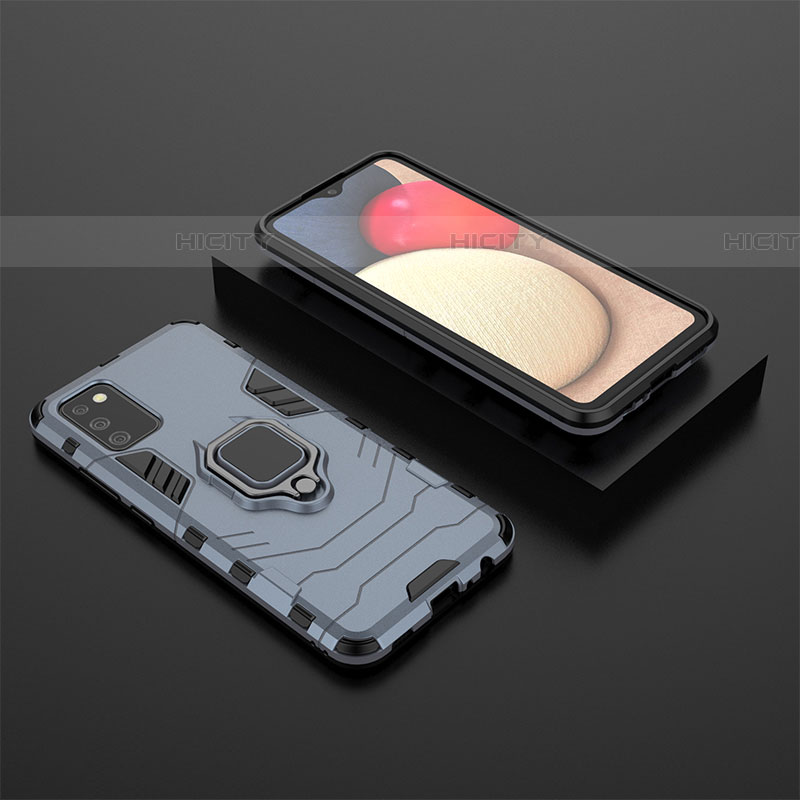 Custodia Silicone e Plastica Opaca Cover con Magnetico Anello Supporto S01 per Samsung Galaxy A03s
