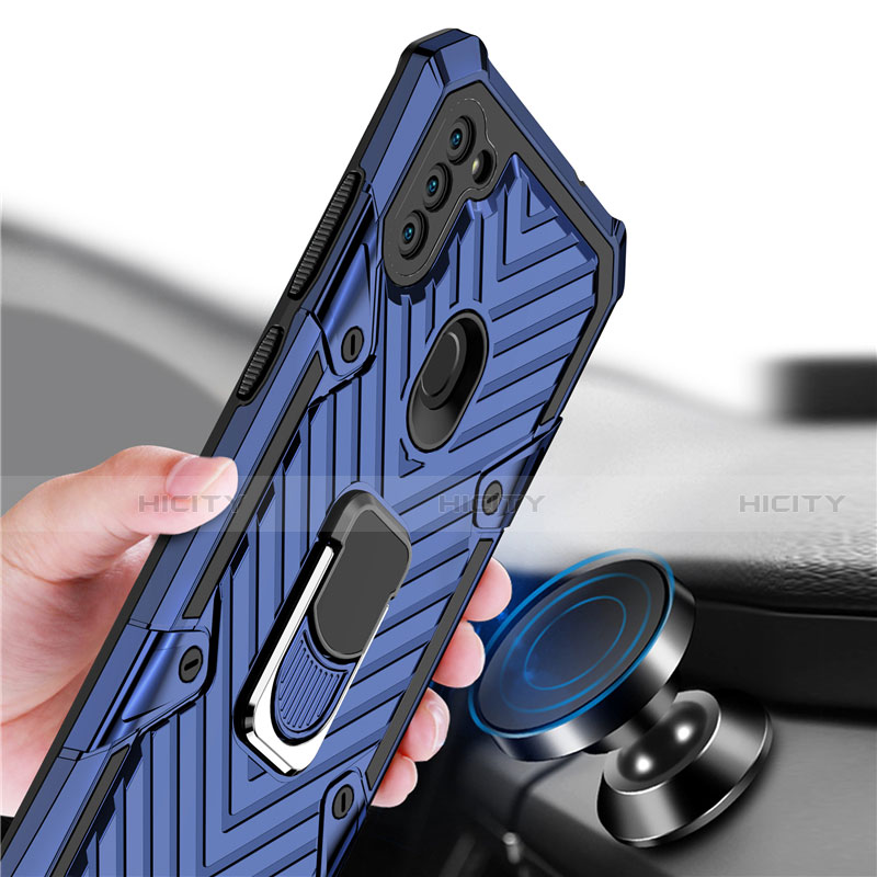 Custodia Silicone e Plastica Opaca Cover con Magnetico Anello Supporto S01 per Samsung Galaxy A11