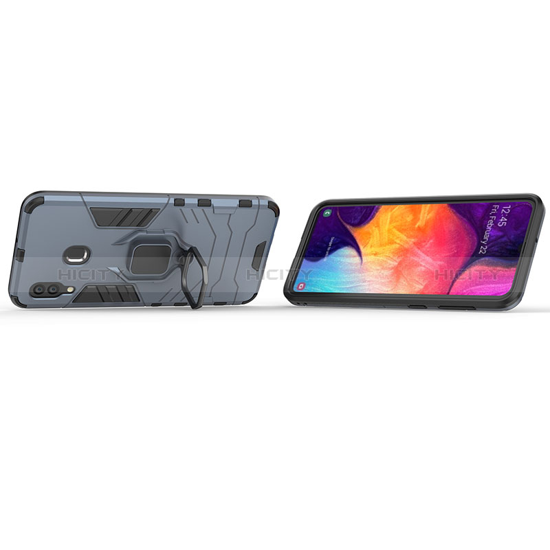 Custodia Silicone e Plastica Opaca Cover con Magnetico Anello Supporto S01 per Samsung Galaxy A20
