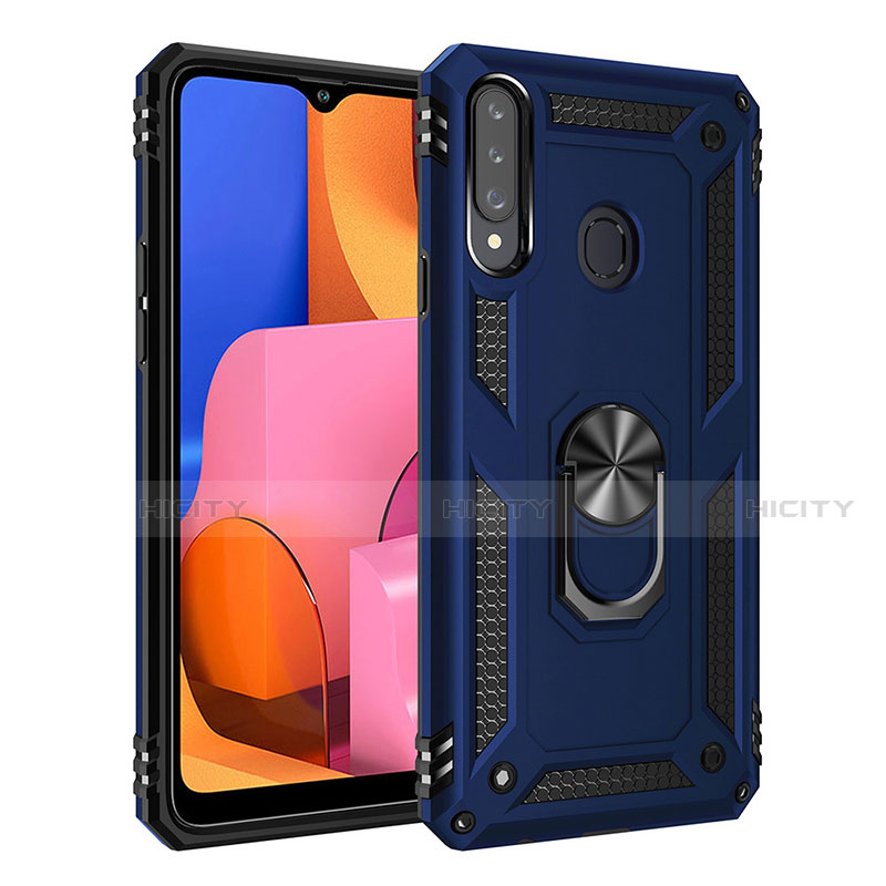 Custodia Silicone e Plastica Opaca Cover con Magnetico Anello Supporto S01 per Samsung Galaxy A20s