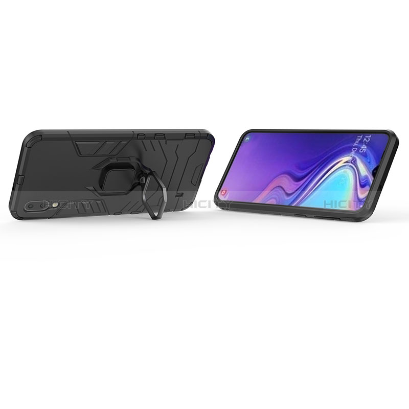 Custodia Silicone e Plastica Opaca Cover con Magnetico Anello Supporto S01 per Samsung Galaxy M10