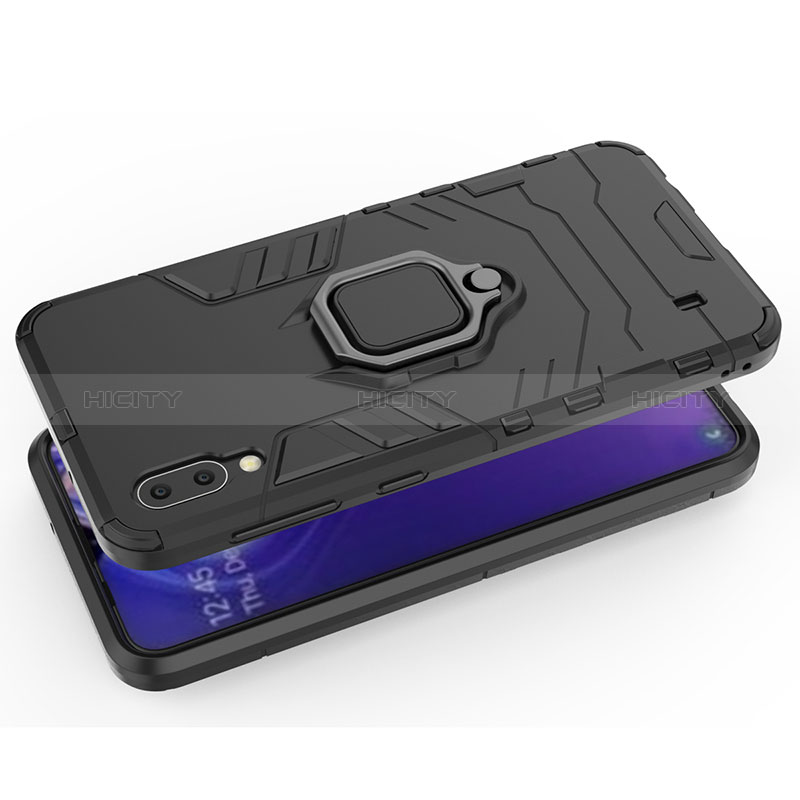 Custodia Silicone e Plastica Opaca Cover con Magnetico Anello Supporto S01 per Samsung Galaxy M10