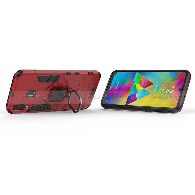 Custodia Silicone e Plastica Opaca Cover con Magnetico Anello Supporto S01 per Samsung Galaxy M20