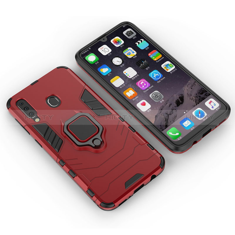 Custodia Silicone e Plastica Opaca Cover con Magnetico Anello Supporto S01 per Samsung Galaxy M30