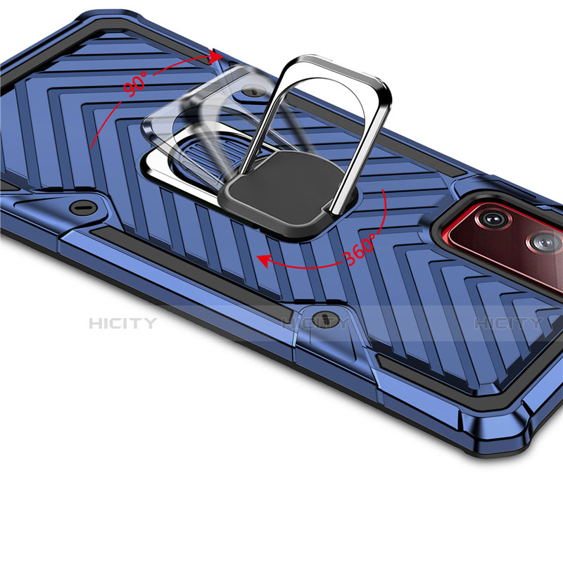 Custodia Silicone e Plastica Opaca Cover con Magnetico Anello Supporto S01 per Samsung Galaxy S20 FE 2022 5G