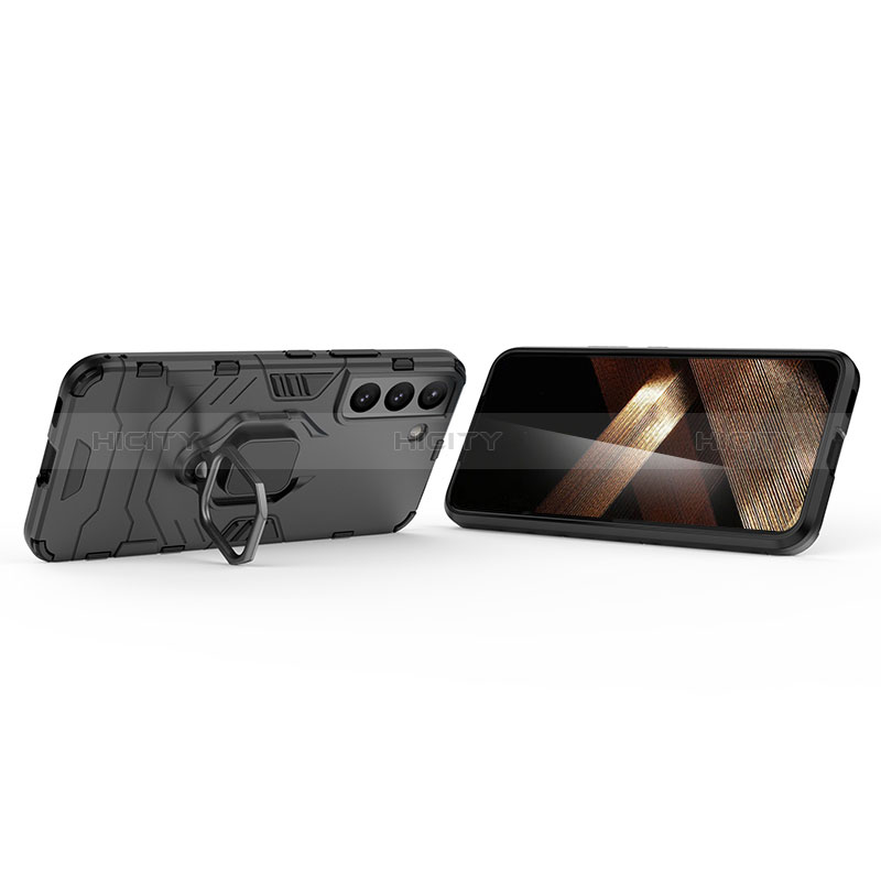 Custodia Silicone e Plastica Opaca Cover con Magnetico Anello Supporto S01 per Samsung Galaxy S24 Plus 5G