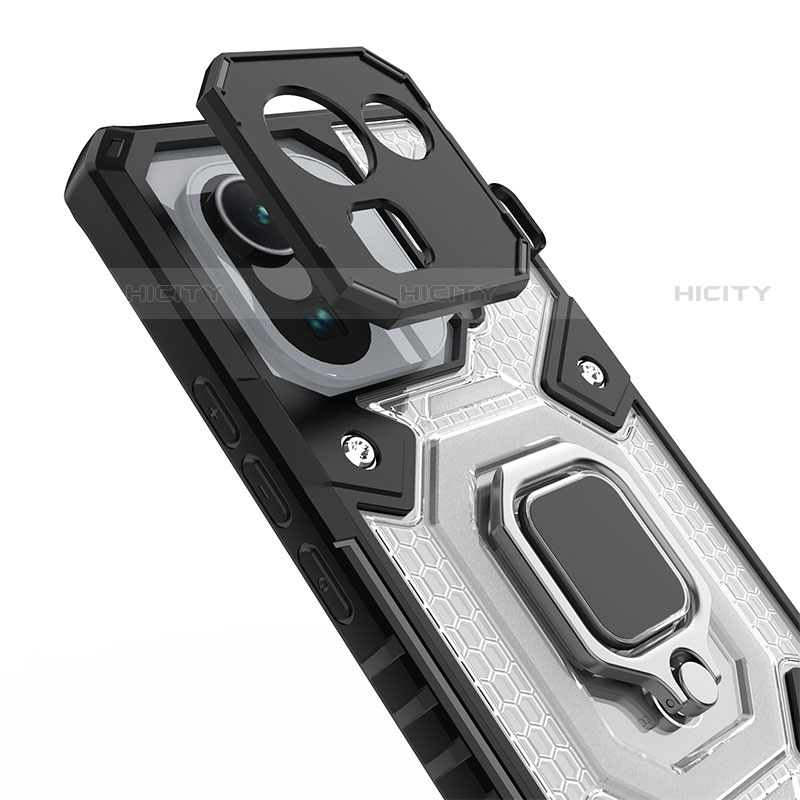 Custodia Silicone e Plastica Opaca Cover con Magnetico Anello Supporto S01 per Xiaomi Mi 11 Pro 5G