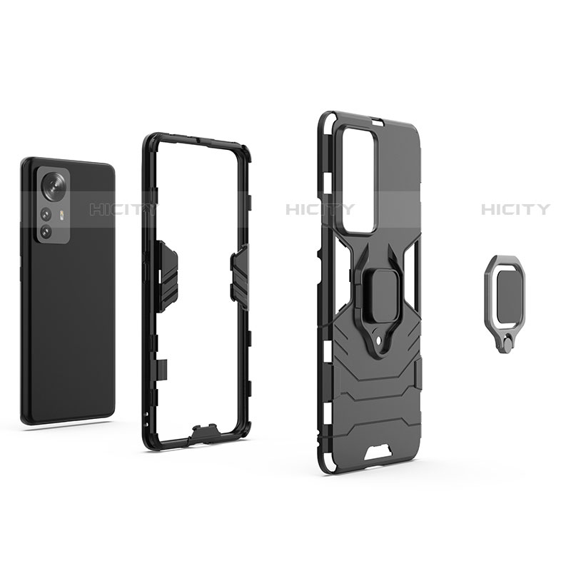 Custodia Silicone e Plastica Opaca Cover con Magnetico Anello Supporto S01 per Xiaomi Mi 12 Lite 5G